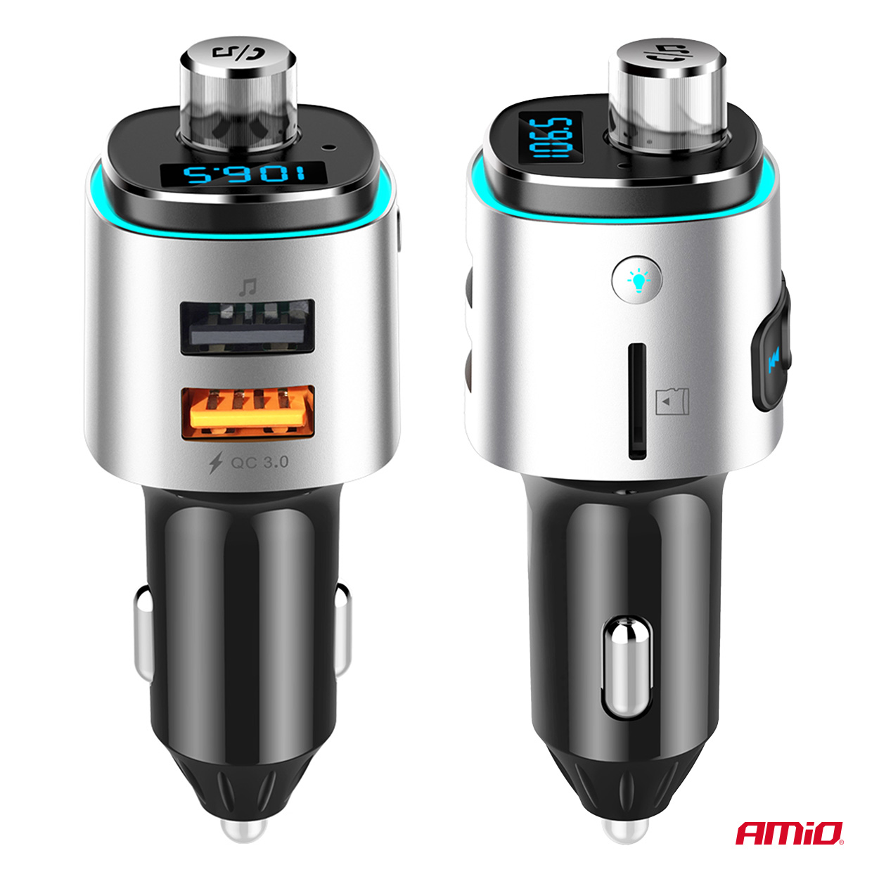 Transmiter samochodowy FM 2×USB-A microSD 12 V 24 V — ujęcie 11