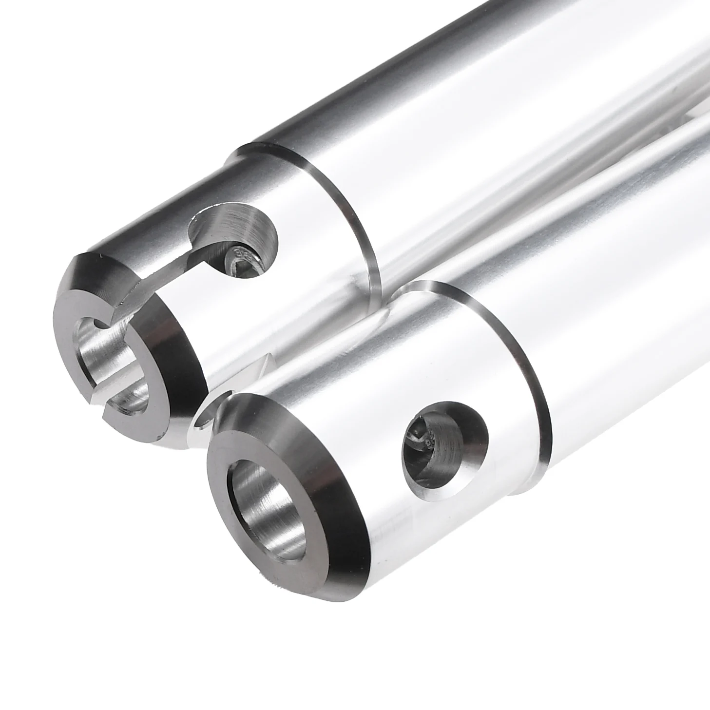 Amortyzatory teleskopy Simson enduro, SR50, SR80 wersja długa aluminium CNC srebrne DPR Performance — ujęcie 2