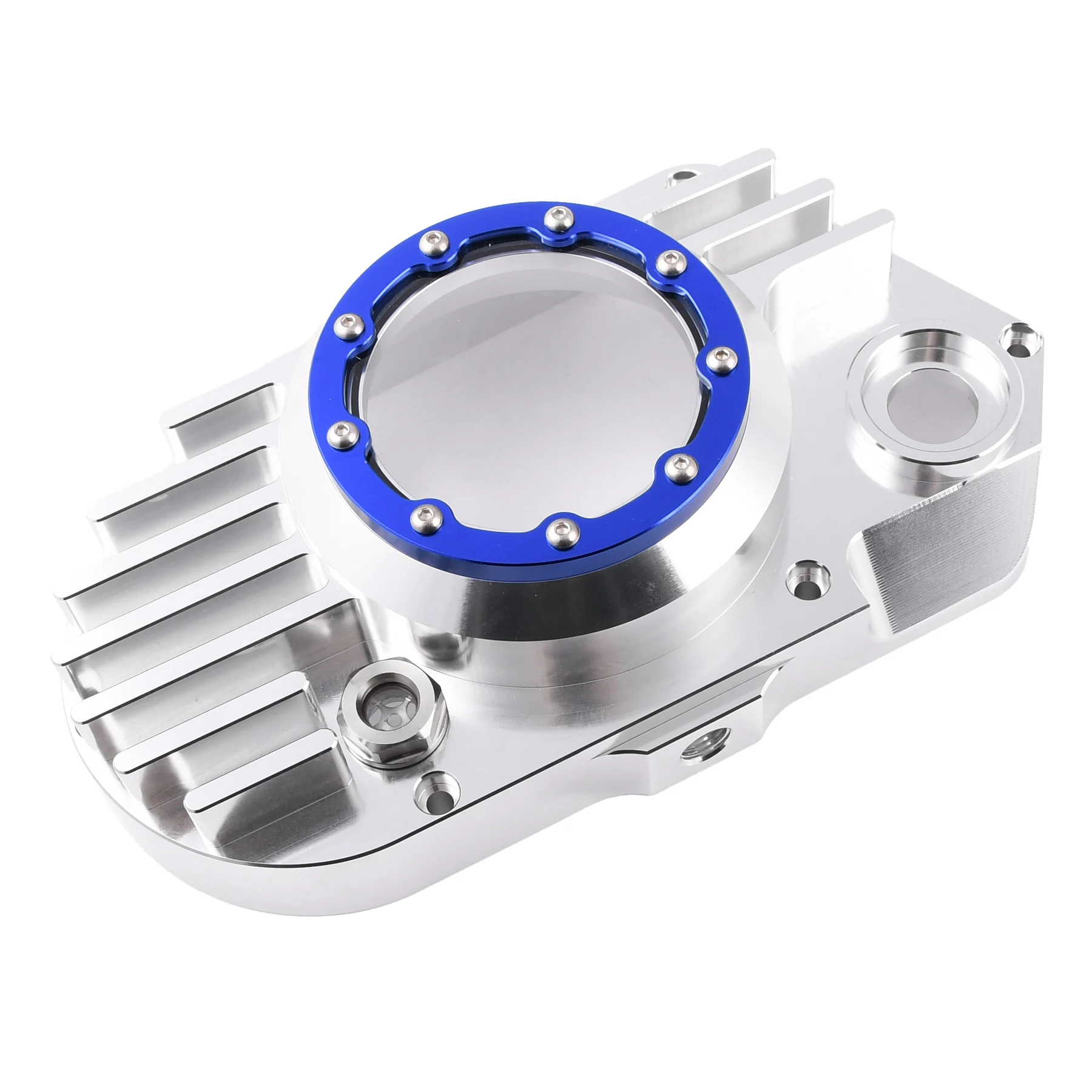 Pokrywa silnika Simson S51 SR50 lewa aluminium CNC clear niebieski + śruby DPR Performance — ujęcie 1