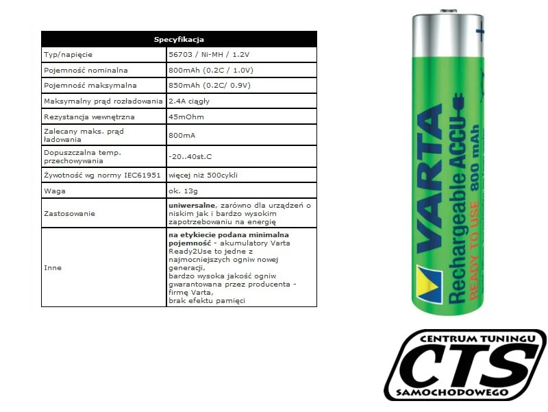 Akumulatorki R03 AAA - 4szt. - Varta Ready2use Ni-MH 800mAh — ujęcie 2