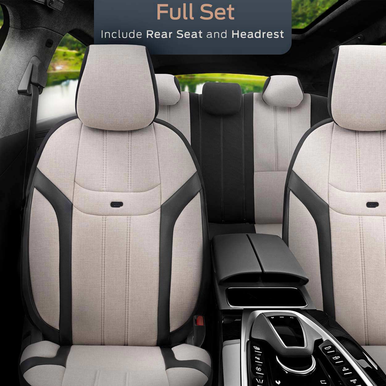 Komplet pokrowców na fotele samochodowe OTOM SWAN 503 BEIGE 3-ZIP — ujęcie 2