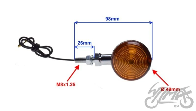 Kierunkowskaz chrom Bullet, wspornik 8 mm, 12 V 23 W — AL607211 — ujęcie 2