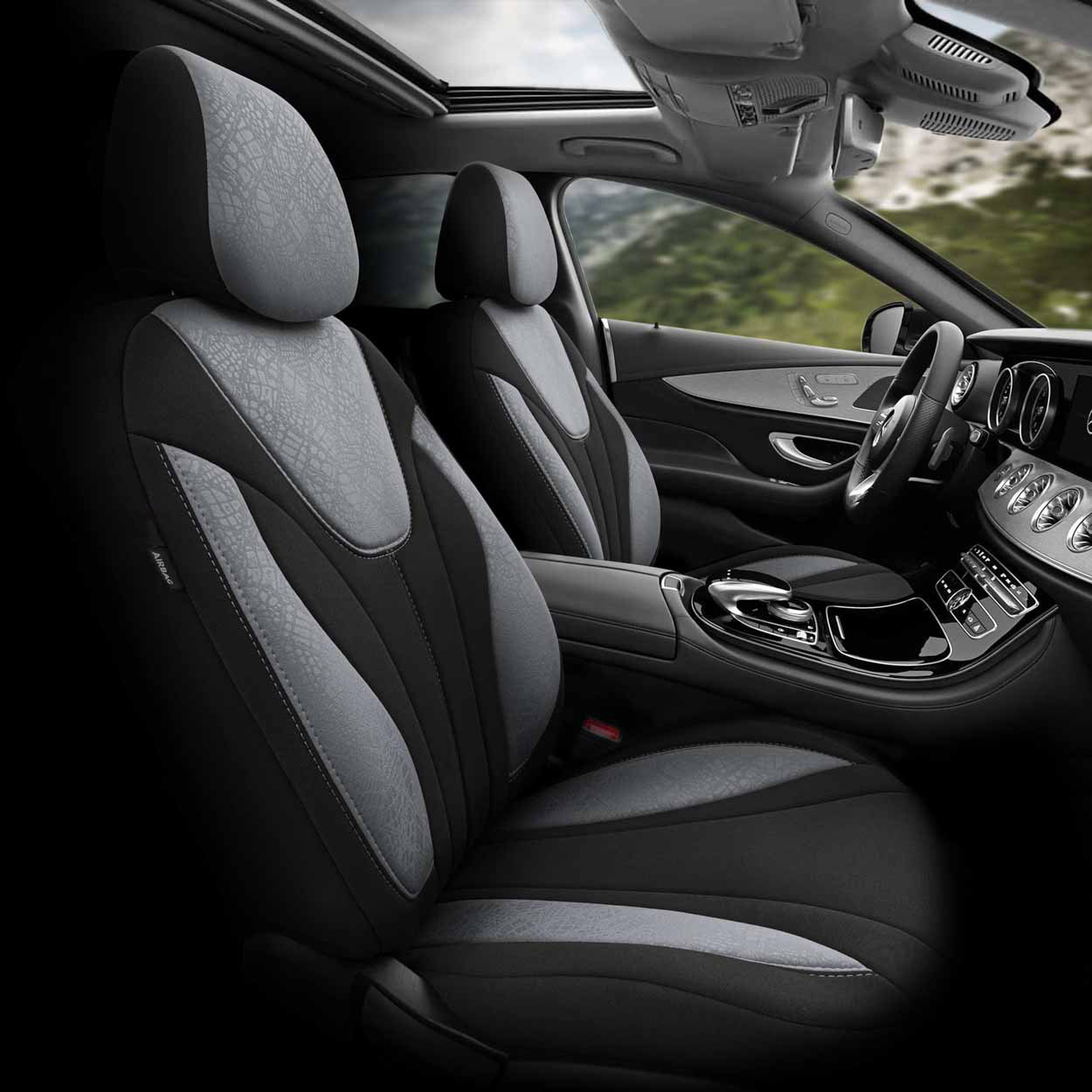 Komplet pokrowców na fotele samochodowe OTOM RUBY 1202 GREY/BLACK 3-ZIP — ujęcie 12