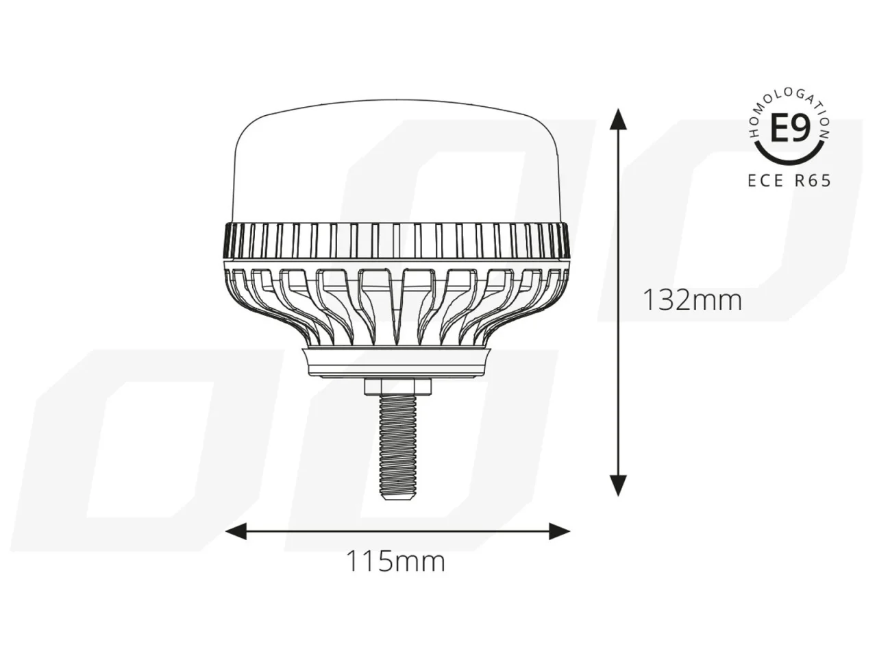 Lampa ostrzegawcza R65 R10 36LED 12/24V IP56 na śrubie — ujęcie 2