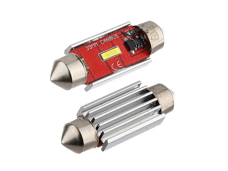 Żarówka rurkowa SV8.5 12V/24V 39mm 1xSMD1860 LED Festoon CANBUS NONPOLAR biała VISION (2szt.) — ujęcie 2