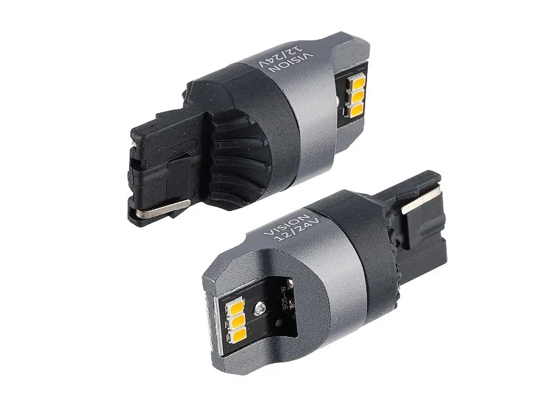 Żarówka WY21W T20D 12V/24V 6xLED SMD3020 CANBUS NONPOLAR pomarańczowa VISION (2szt.) — ujęcie 2
