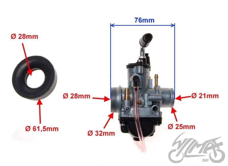 Gaźnik 21 mm 2T ze ssaniem na linkę i zestawem 6 dysz — ujęcie 2