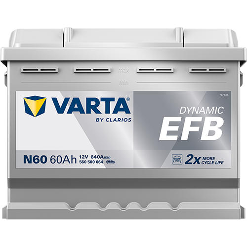 Akumulator 60 Ah 640A 242×175×190/P+ EFB Start-stop Varta 560500064K262 — ujęcie 3