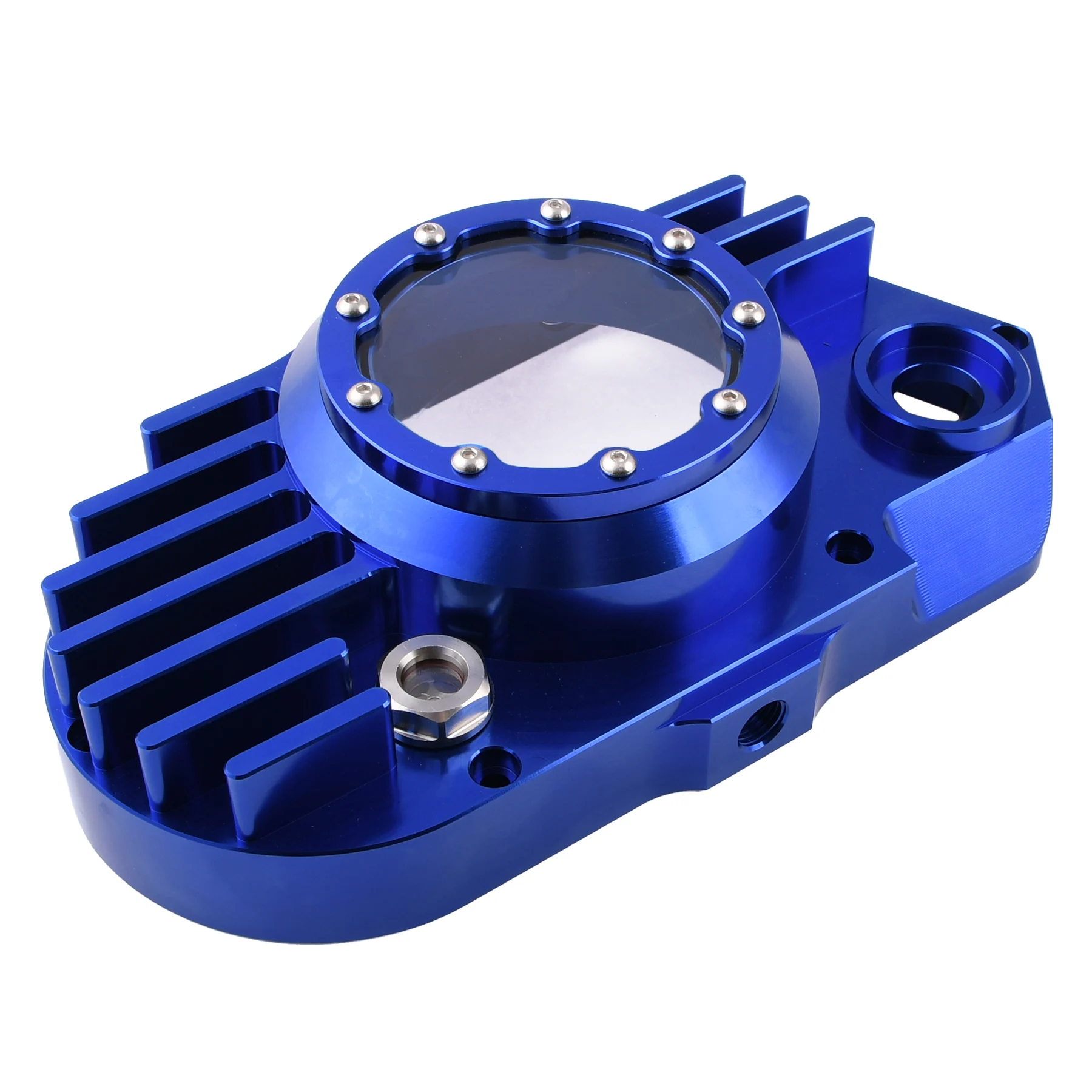 Pokrywa silnika Simson S51 SR50 lewa aluminium CNC clear niebieska + śruby DPR Performance — ujęcie 7