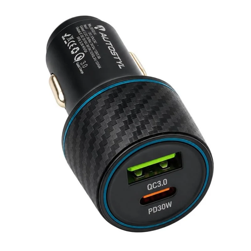 Ładowarka samochodowa 48W USB quick charger type A + C 2-way 12/24V 3100mA — ujęcie 2