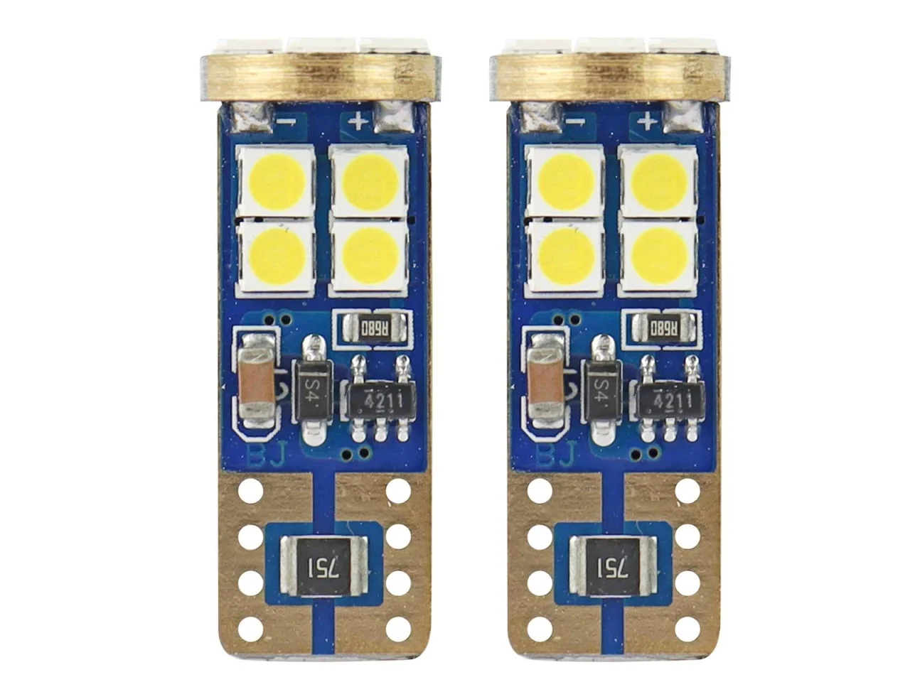 Żarówka W5W T10 12V/24V 12xLED SMD2835 CANBUS biała AMIO (2szt.) — ujęcie 5