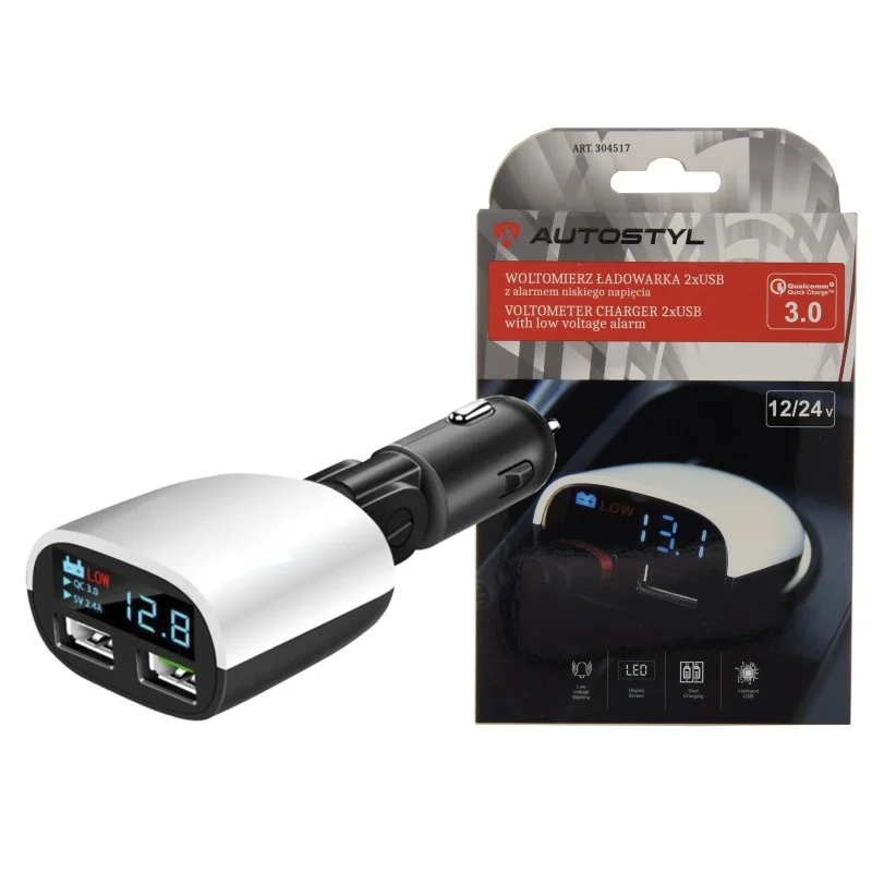 nr. kat. A304517 ŁADOWARKA 2xUSB WOLTOMIERZ ALARM NISKIEGO NAPIĘCIA 8-30V 2xUSB 3.4A +ALARM — ujęcie 6
