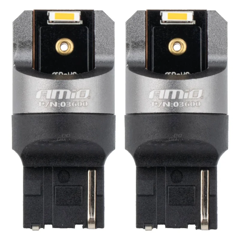 Żarówka WY21W 12V/24V 2xLED SMD1860 CANBUS pomarańczowa AMIO (2szt.) — ujęcie 2