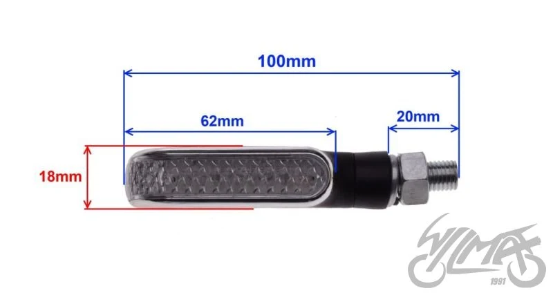 Kierunkowskazy LED 12 V — czarny mat, biały klosz, para AM1382 — ujęcie 2