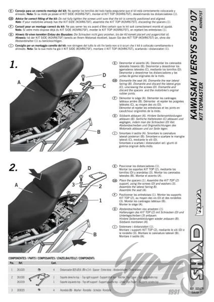 Stelaż kufra centralnego SHAD do Kawasaki VERSYS 650 — 2007–2009 — KSHK0VR67ST — ujęcie 2