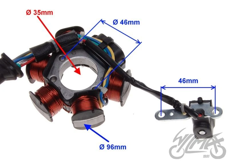 Stator iskrownik 6 cewek 8 przewodów do Vespa 125 — ujęcie 2