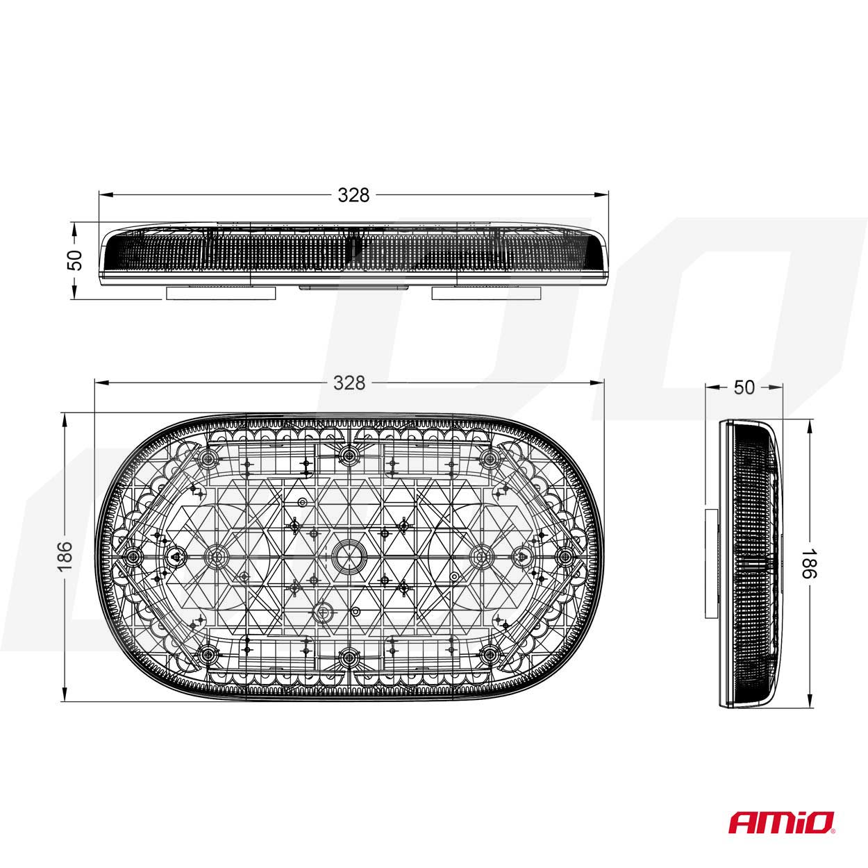 Belka ostrzegawcza LED 33 cm magnes homologacja R65 R10 12-24V — ujęcie 9