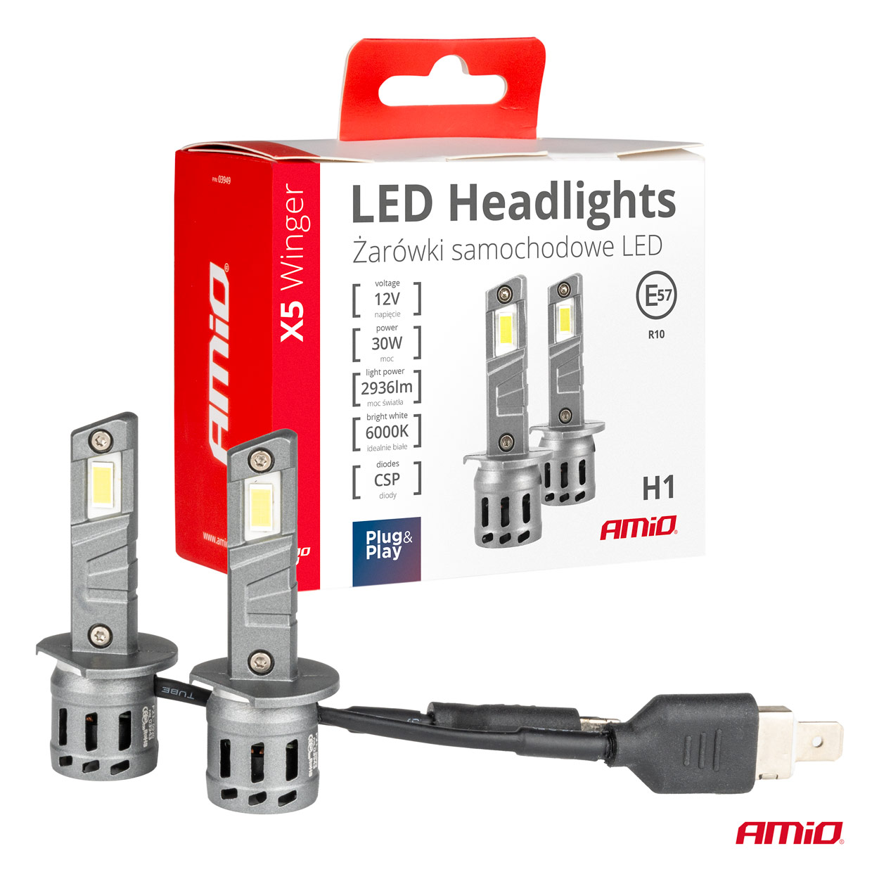 Żarówki samochodowe LED seria X5 Winger H1 6000K Canbus — ujęcie 5