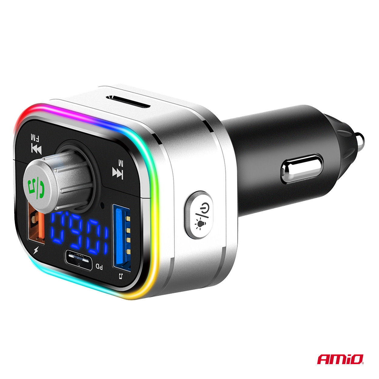 Transmiter samochodowy FM 2×USB-A 1×USB-C microSD 12 V 24 V — ujęcie 6