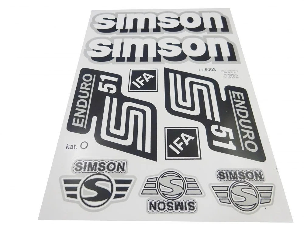 Nalepka Simson S-51 enduro srebrny - komplet na pojazd (9szt) — ujęcie 1