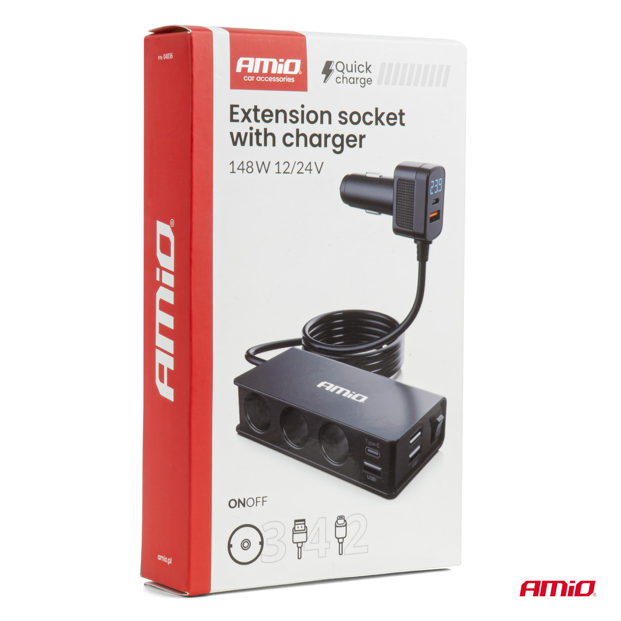 Rozdzielacz gniazda zapalniczki z ładowarką 3xUSB-A USB-C QC 3.0 PD 3.0. 148 W — ujęcie 10