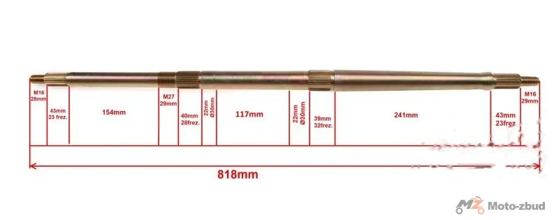 Oś tył ATV 150/200 woda, homologacja M16 — ujęcie 2