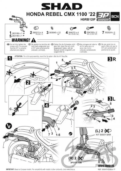 Stelaż kufra bocznego 3P SHAD do Hondy CMX1100 Rebel — ujęcie 2