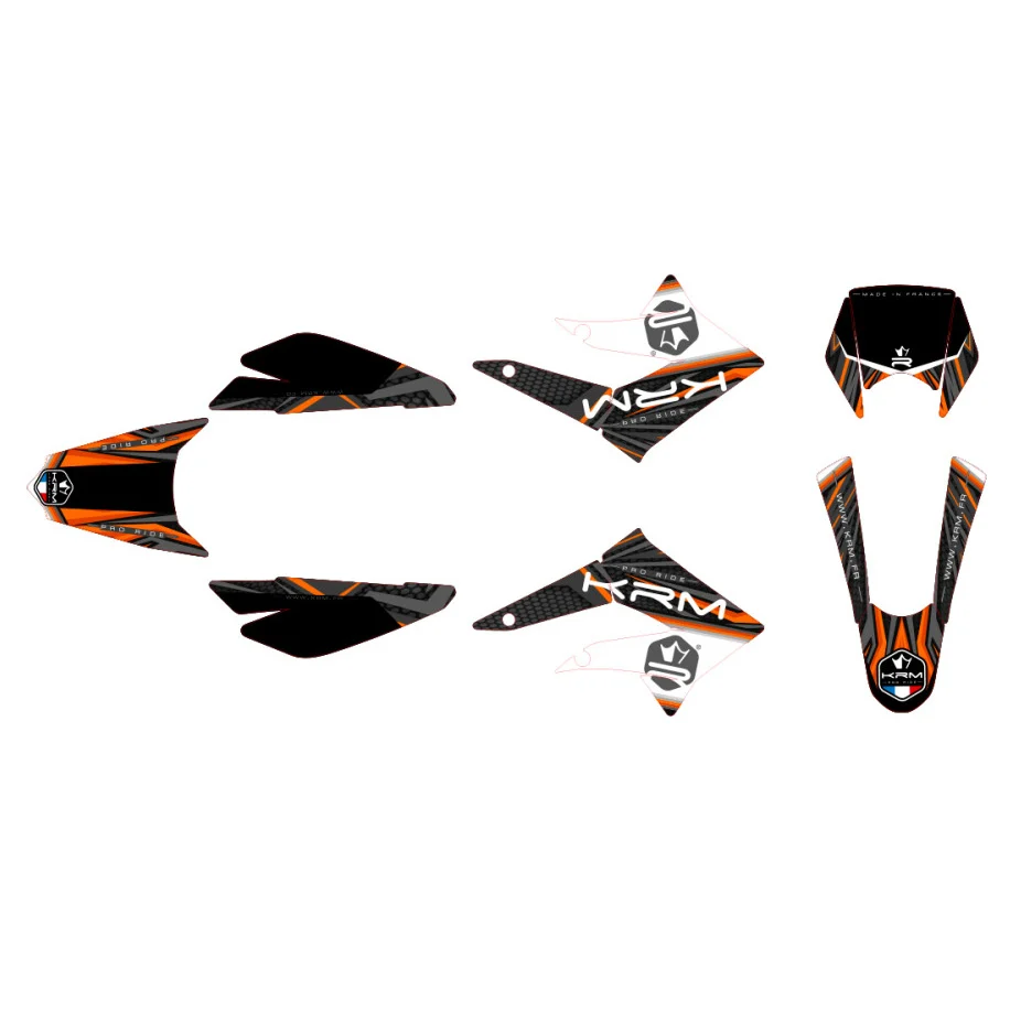 Naklejki / okleina KRM Pro Ride czarno pomarańczowa Derbi DRD x-treme / Gilera sm 2011-2017 r. kpl. — ujęcie 1