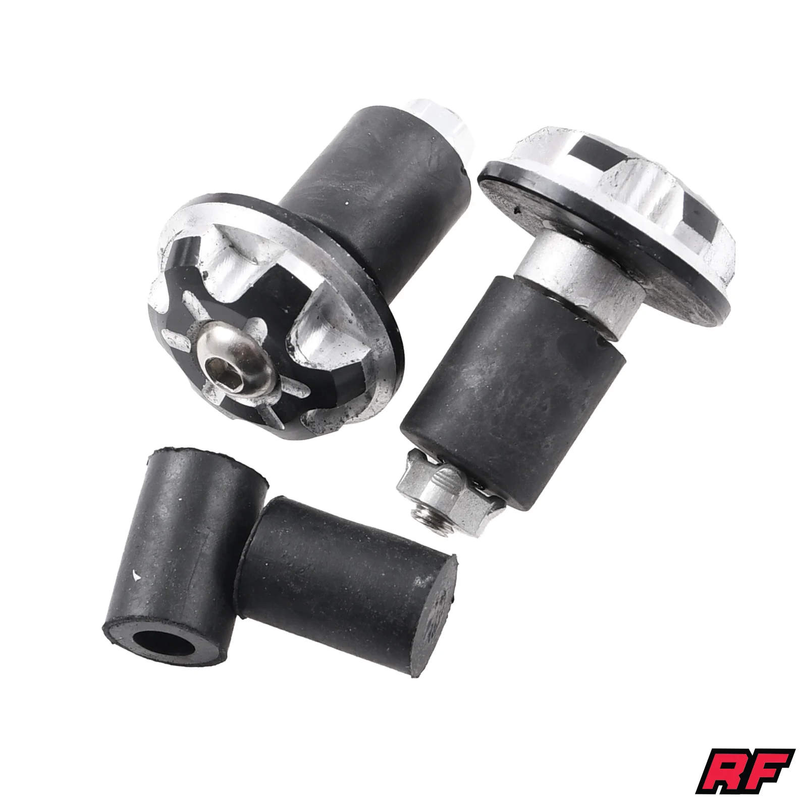 Ciężarki kierownicy Racing Force V4 aluminium CNC srebrne kpl. — ujęcie 1