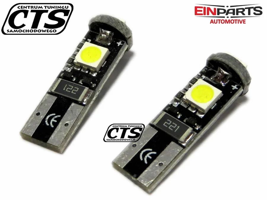 Żarówka W5W T10 12V 3 SMD5050 LED CANBUS biała (2szt.) — ujęcie 4