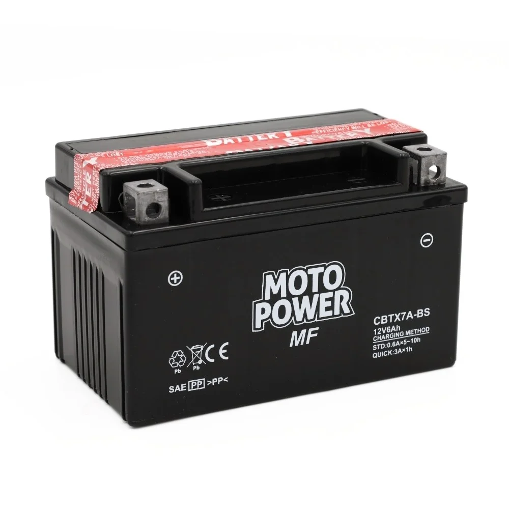 Akumulator MOTO power 12 V/6 Ah CBTX7A-BS suchoładowany (+-) (wys.x szer.x dł.) (95*88*150) (pakowane po 6 sztuk) (nr rej.E0011444BW)