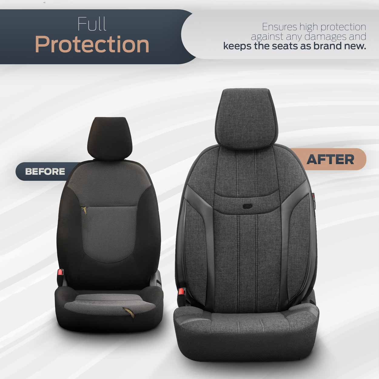 Komplet pokrowców na fotele samochodowe OTOM SWAN 501 BLACK 3-ZIP — ujęcie 3