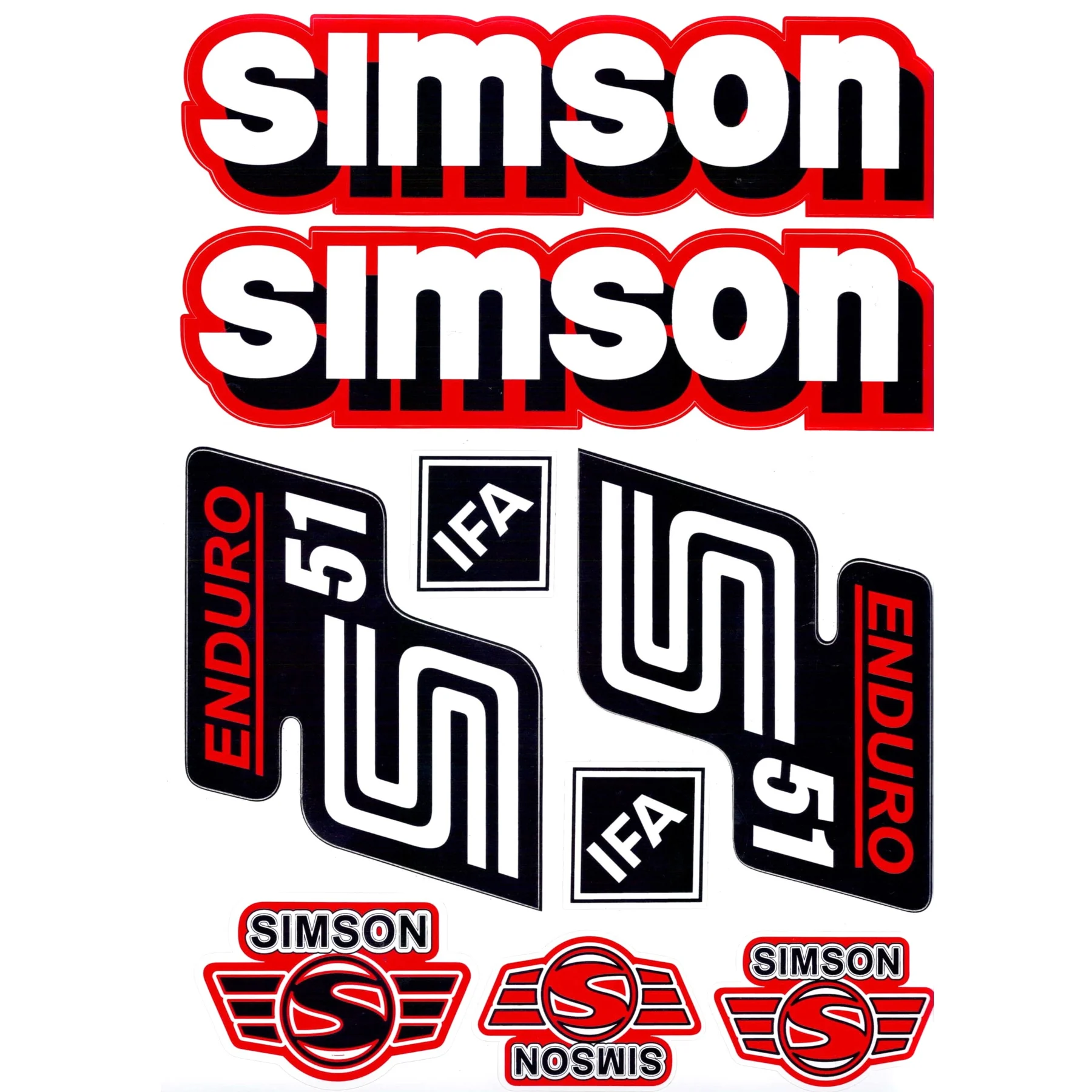 Naklejka Simson S51 enduro czerwona kpl. — ujęcie 1