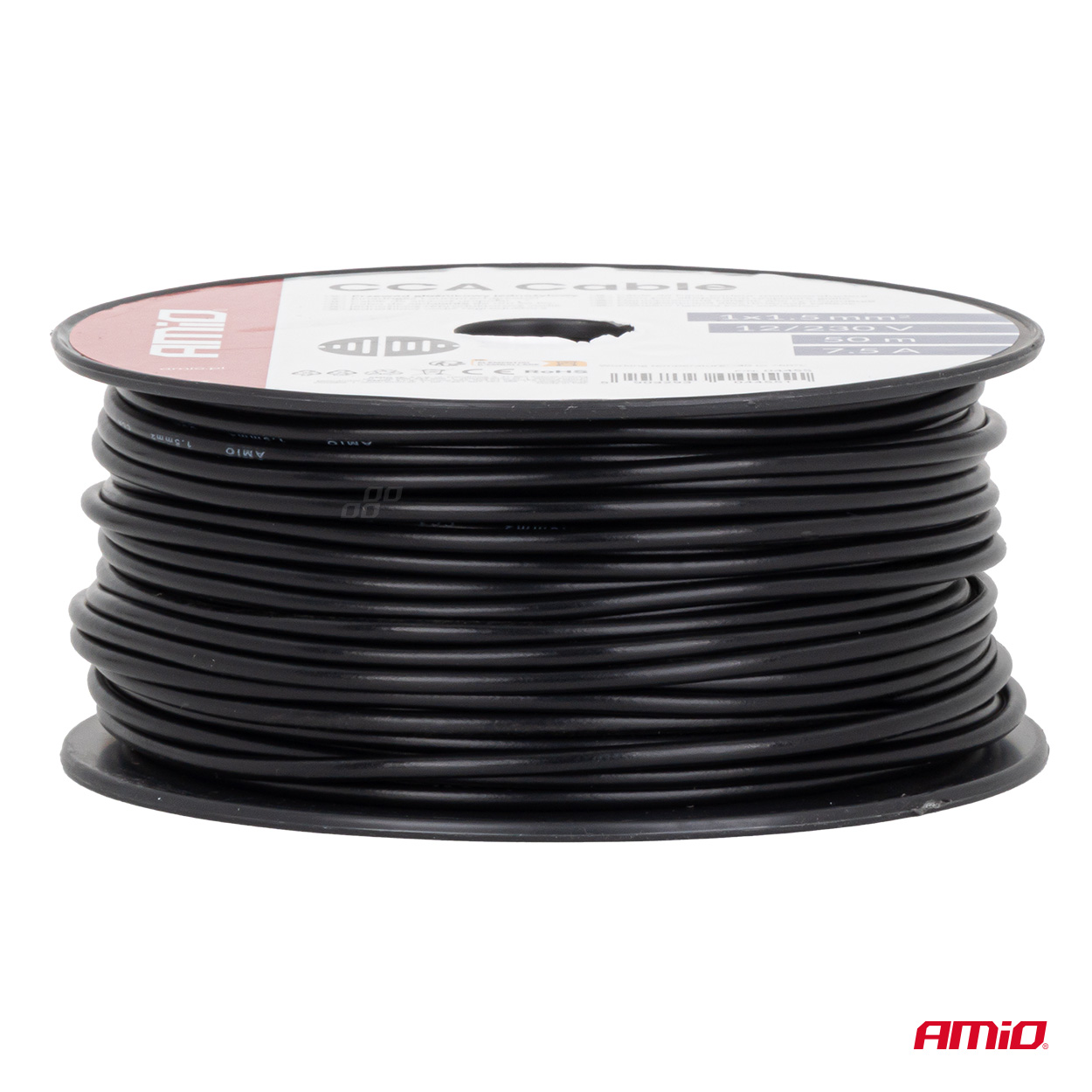 Przewód jednożyłowy czarny CCA 1x1.5mm2 50m 7.5A 12/230V — ujęcie 2