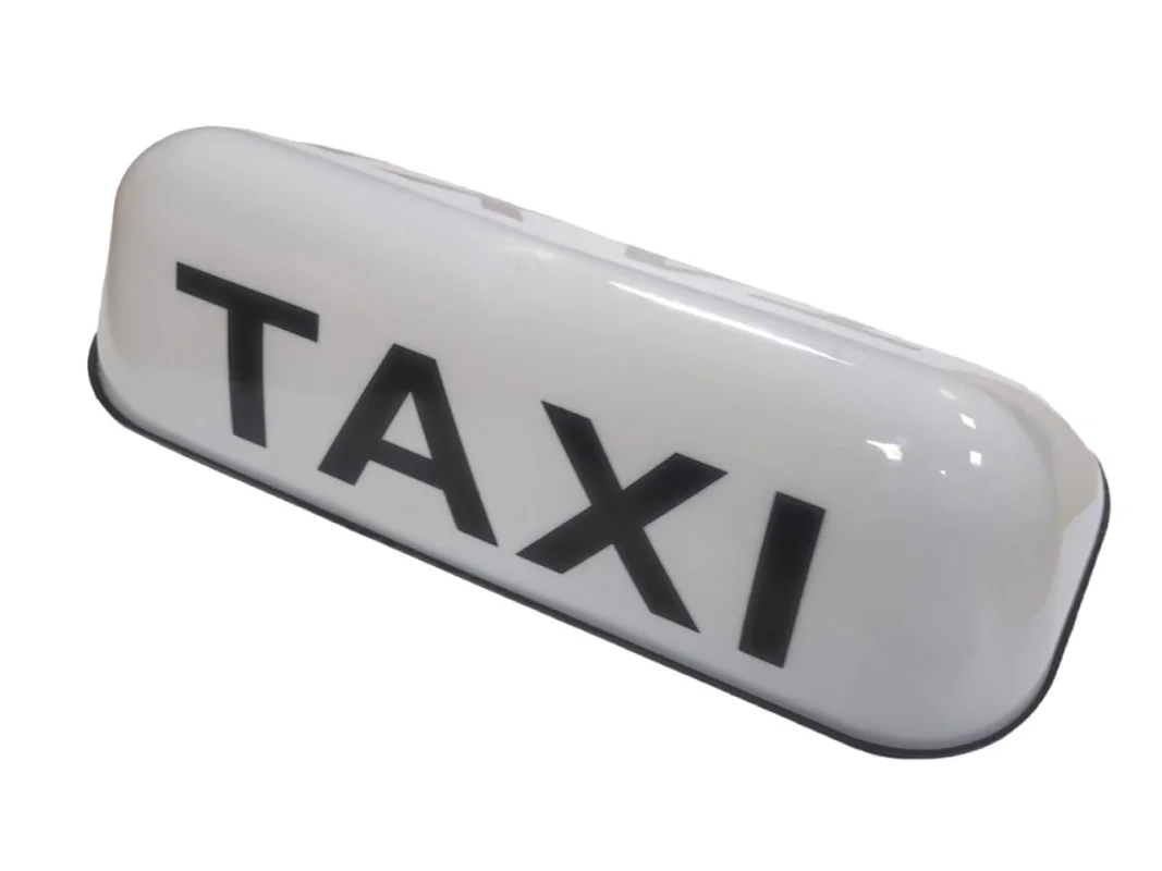 Lampa # Sygnalizator # Znak TAXI - na magnes BIAŁY z wtyczką zapalniczki — ujęcie 4