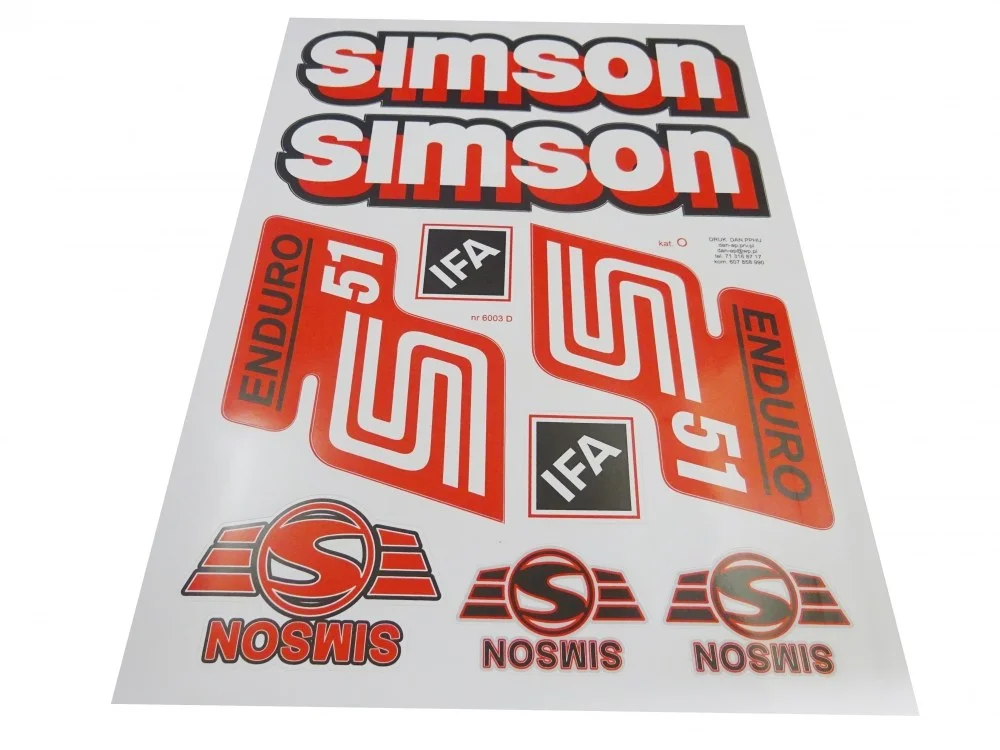 Nalepka Simson S-51 enduro czerwony - komplet na pojazd (9szt) — ujęcie 1