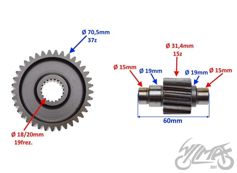 Koło przekładni tył tuning 125 GY6 4T komplet — Kinroad XT125T-8 Wind Hunter / Jonway Adventure 125 — ujęcie 2