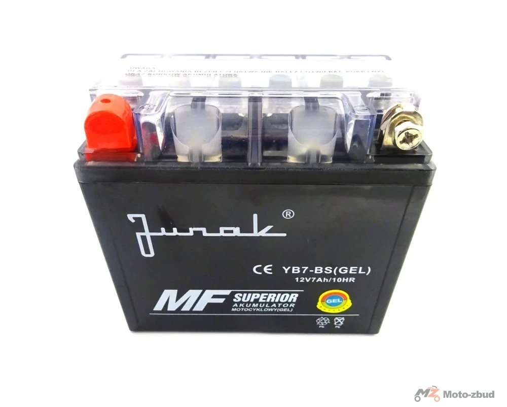Akumulator Junak 901/901F/902/904/905/905F/906/121/122/122F/126/128 12 V/7 Ah YB7-BS (GEL) żelowy (+-) (wys.x szer.x dł.) (127*77*137) (spakowane po 8 sztuk) (nr rej.E0011444BW) — ujęcie 2