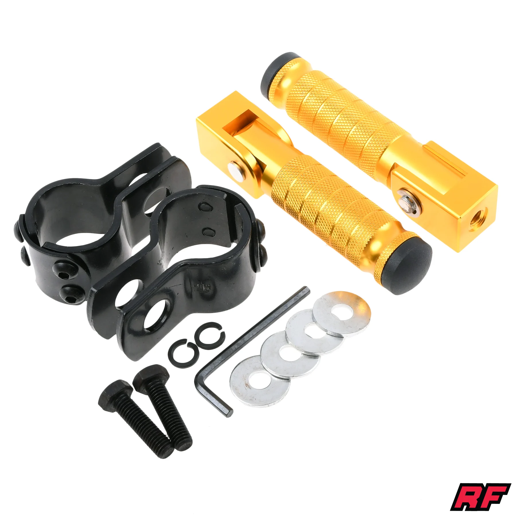 Podnóżek pasażera uniwersalny aluminium CNC złoty Racing Force kpl. — ujęcie 1