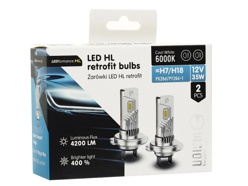 Żarówki VISION LED retrofit H7/H18 HL 12V 35W 4200 lm 6000K CANBUS 2 szt. — ujęcie 2