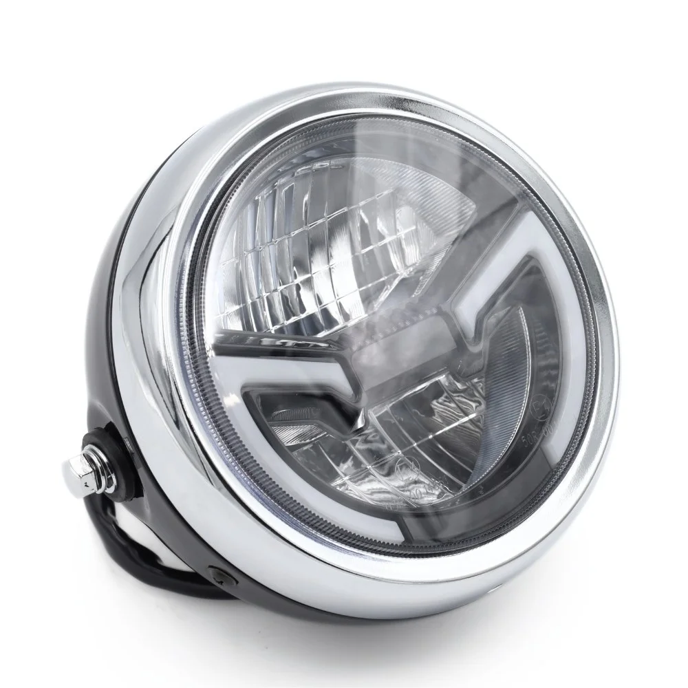 Junak 121/902 reflektor przód kpl. (czarny połysk / chrom) "LED" (Euro v) (od 2025)