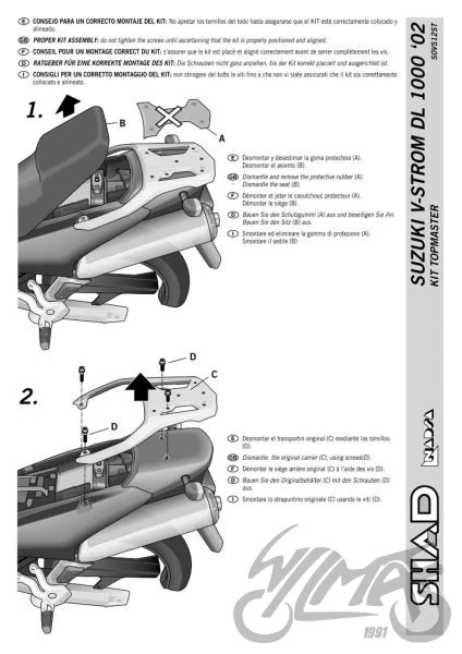 Stelaż kufra centralnego SHAD do Suzuki V-Strom DL650 / V-Strom DL1000 — ujęcie 2