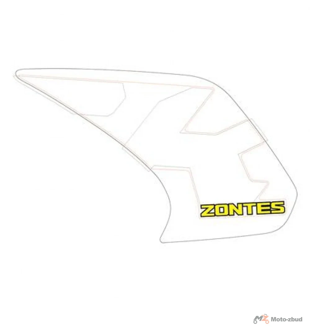 Naklejka na zbiornik paliwa żółta prawa (przód) (nr kat.1210312-428000) (Zontes ZT 125-GK)