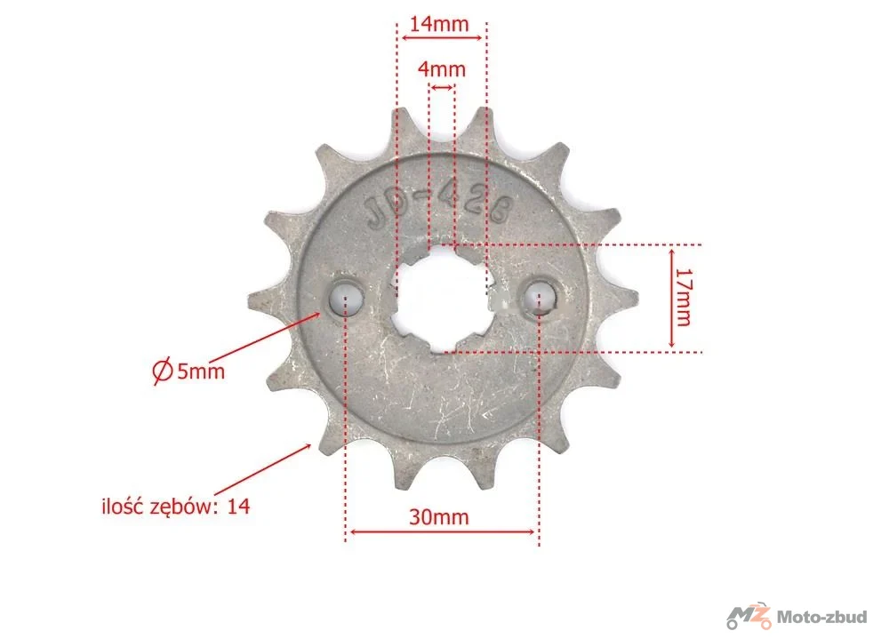 Zębatka przód 428 14Z ATV motorower Cross 50 110 125 — ujęcie 3