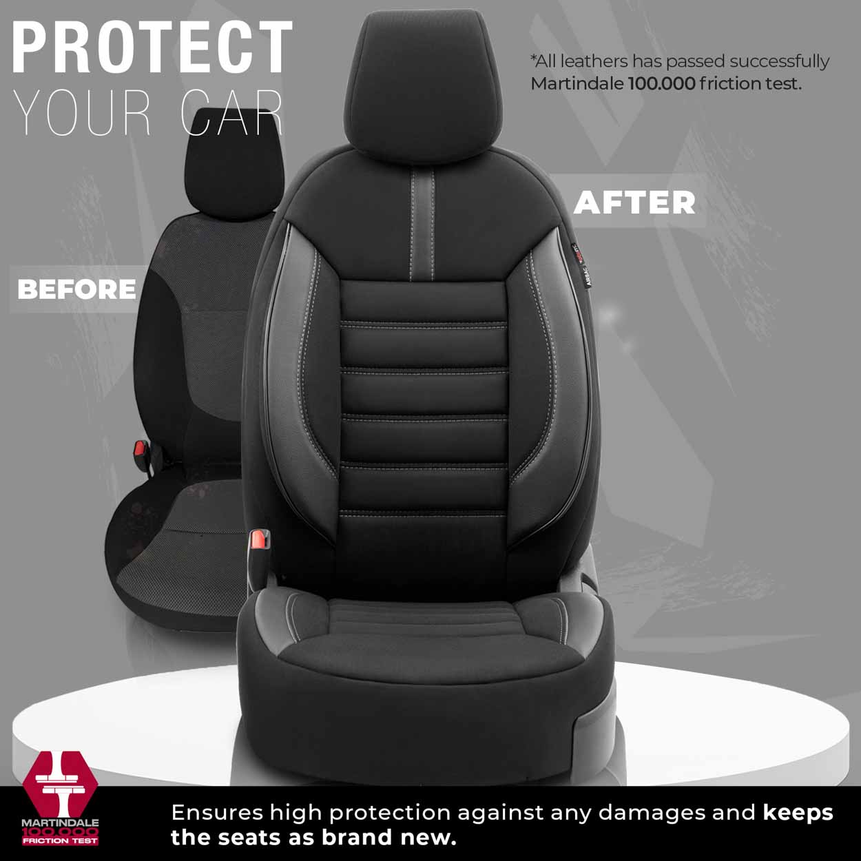 Komplet pokrowców na fotele samochodowe OTOM LIMITED 102 BLACK/GREY 3-ZIP — ujęcie 6