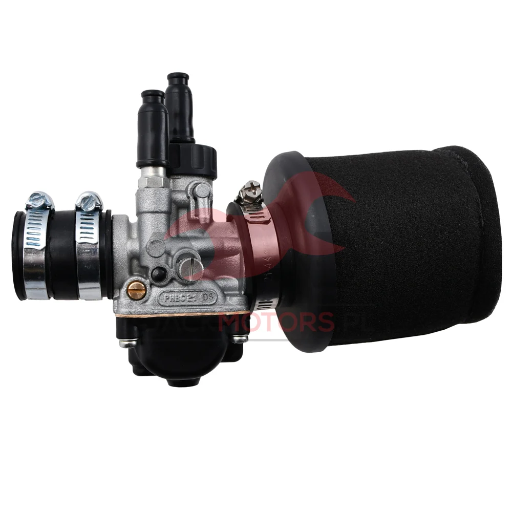 Gaźnik WSK 125 21 mm + króciec + filtr powietrza gąbka Dellorto italy · ssanie na linkę — ujęcie 5