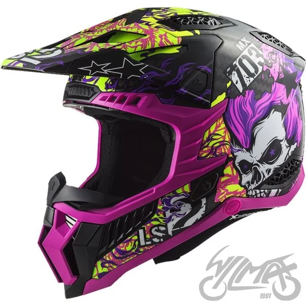 Kask LS2 MX703 C X-Force Fireskull Violet — rozmiar L — ujęcie 1