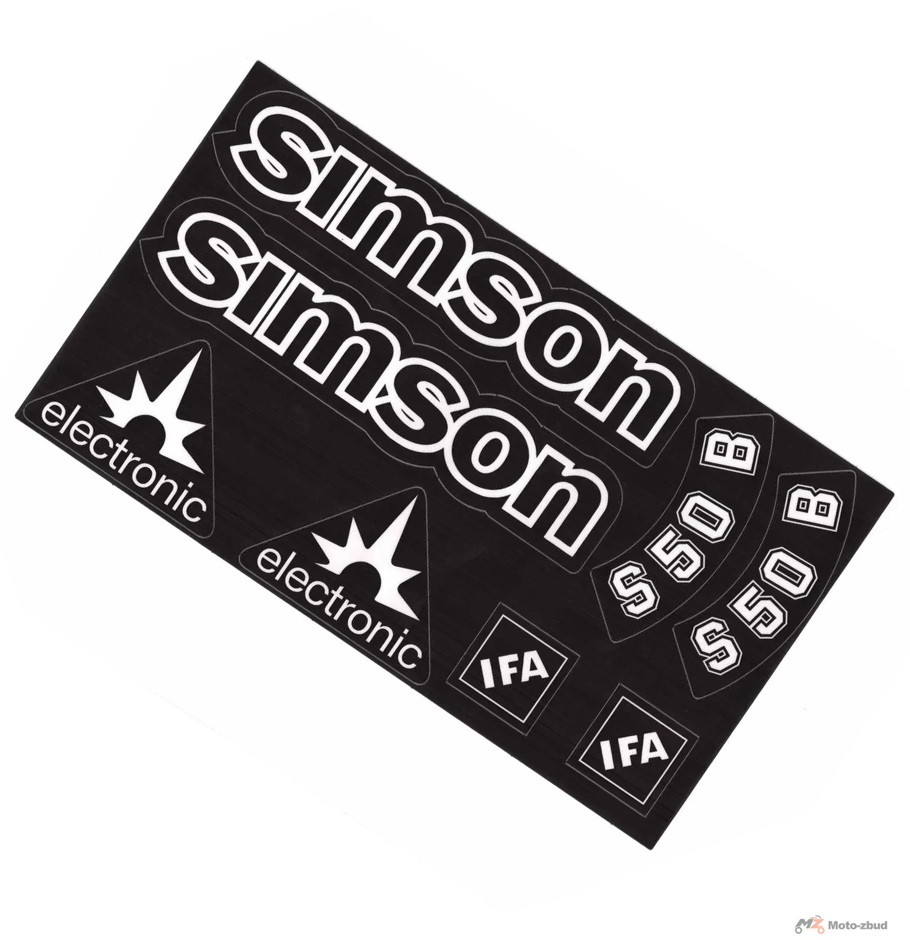 Naklejka Simson pokrywy i zbiornika S50 b electronic IFA czarna / transparentna ciemna premium kpl.