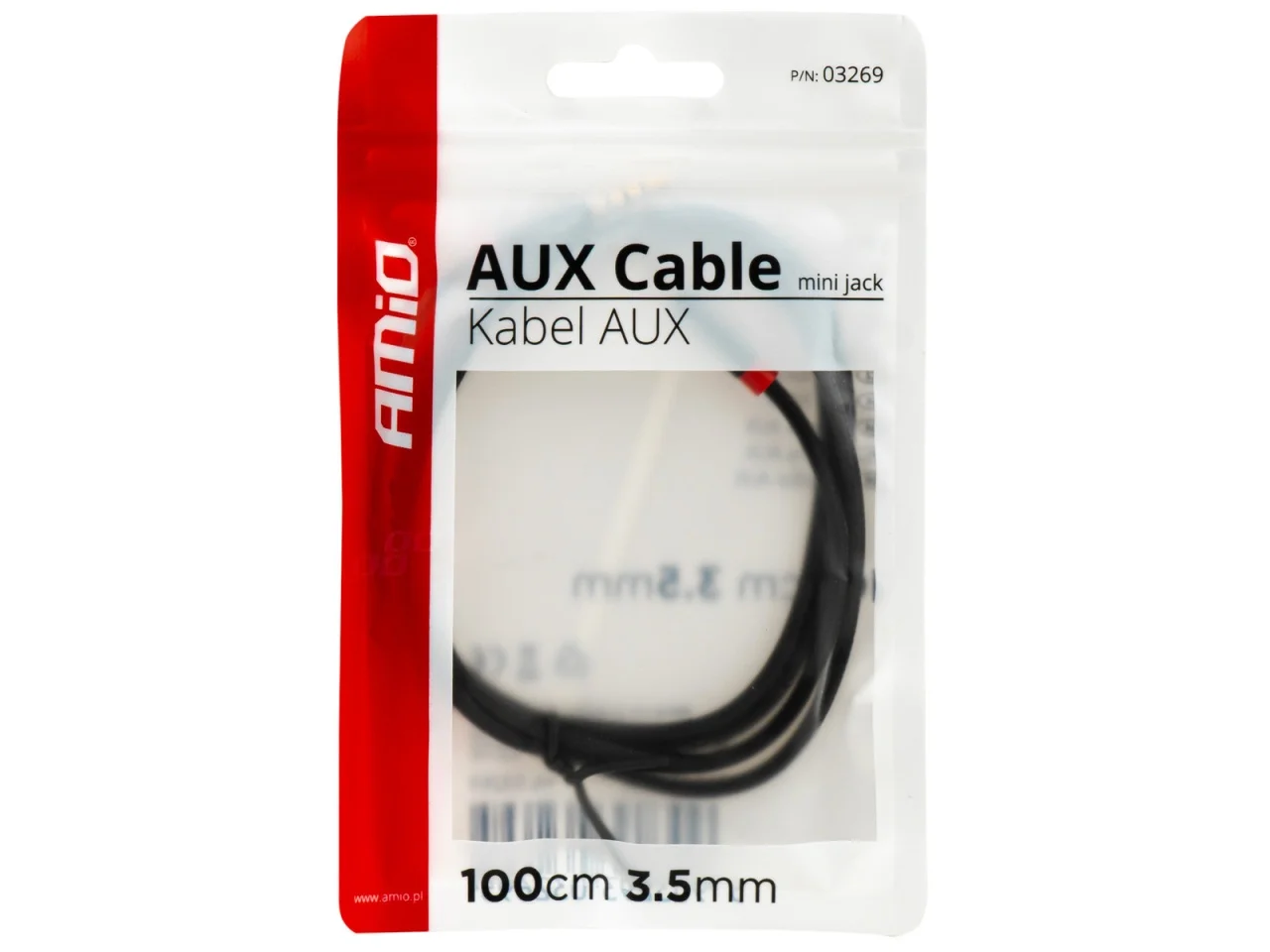 Kabel AUX MINI JACK 3,5mm oplot 100cm — ujęcie 2