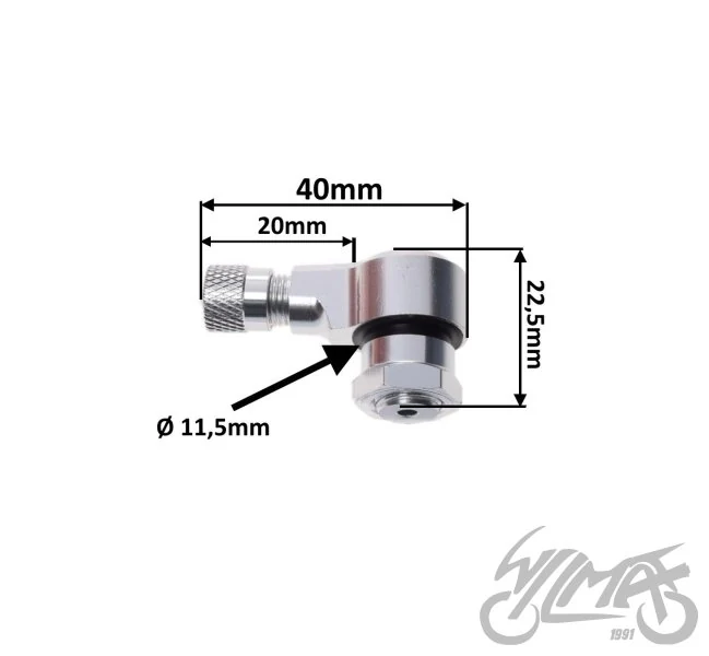 Wentyl koła kątowy skręcany — srebrny, 11,5 mm, długość 40 mm — ujęcie 3